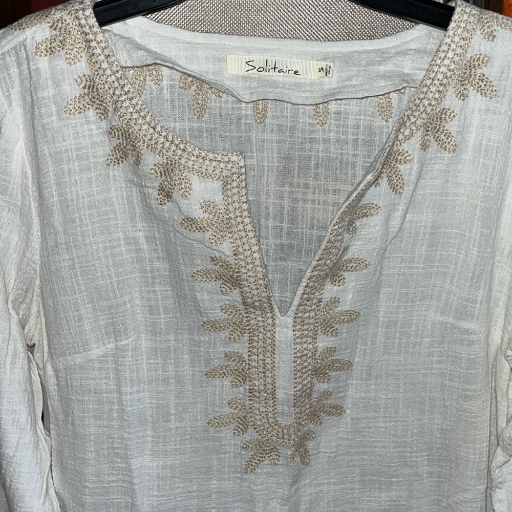 Solitaire Cotton Beige Blouse Tunic - Picture 4 of 11